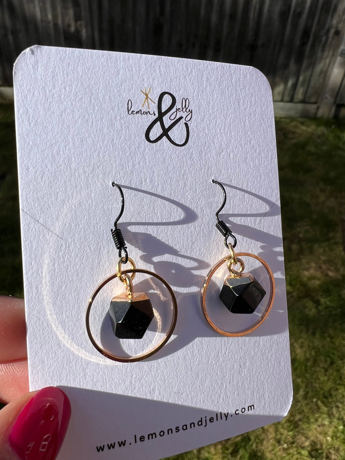 ‘Edge’ black & gold earrings