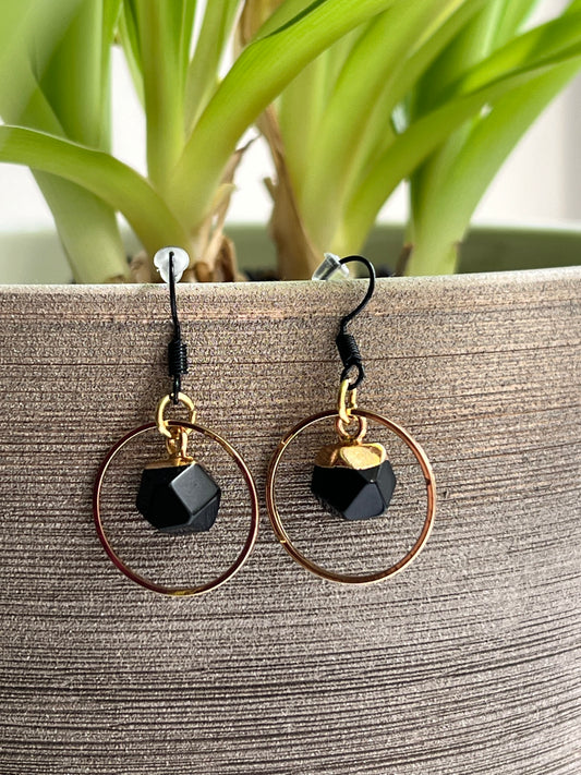 ‘Edge’ black & gold earrings