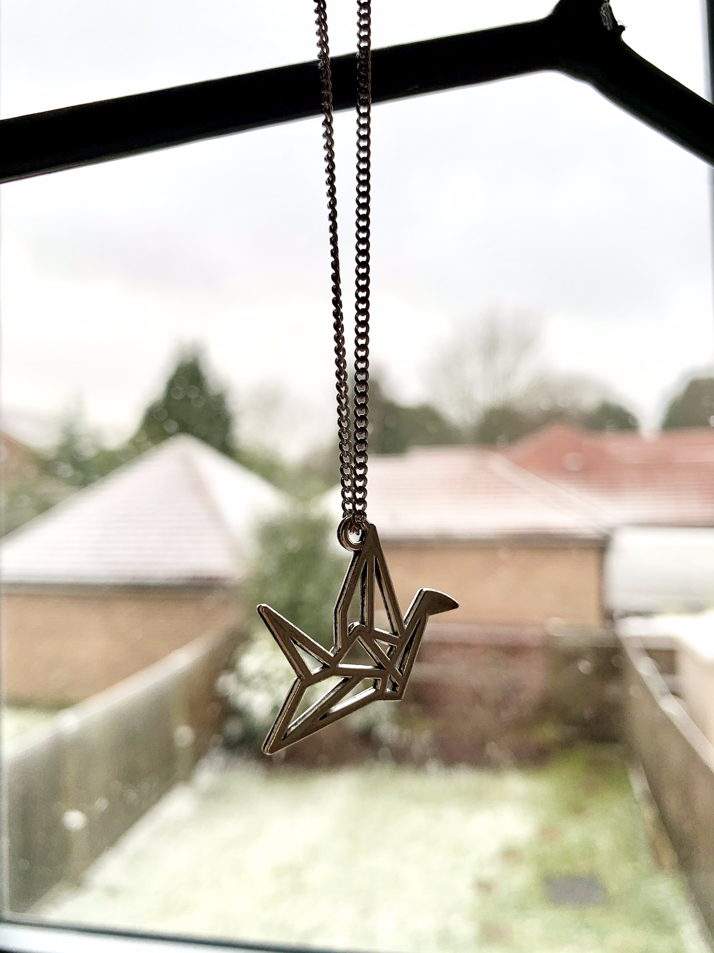 'Origami Crane' - silver necklace