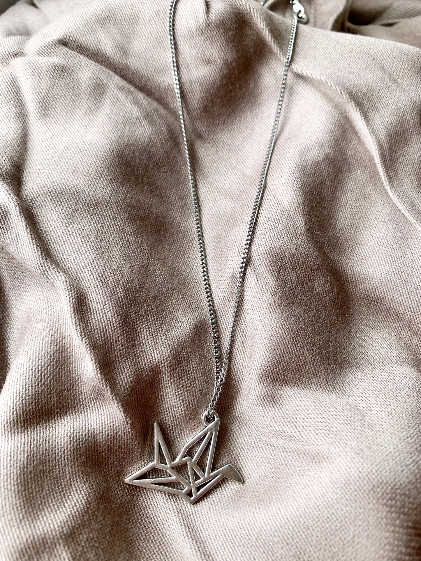 'Origami Crane' - silver necklace