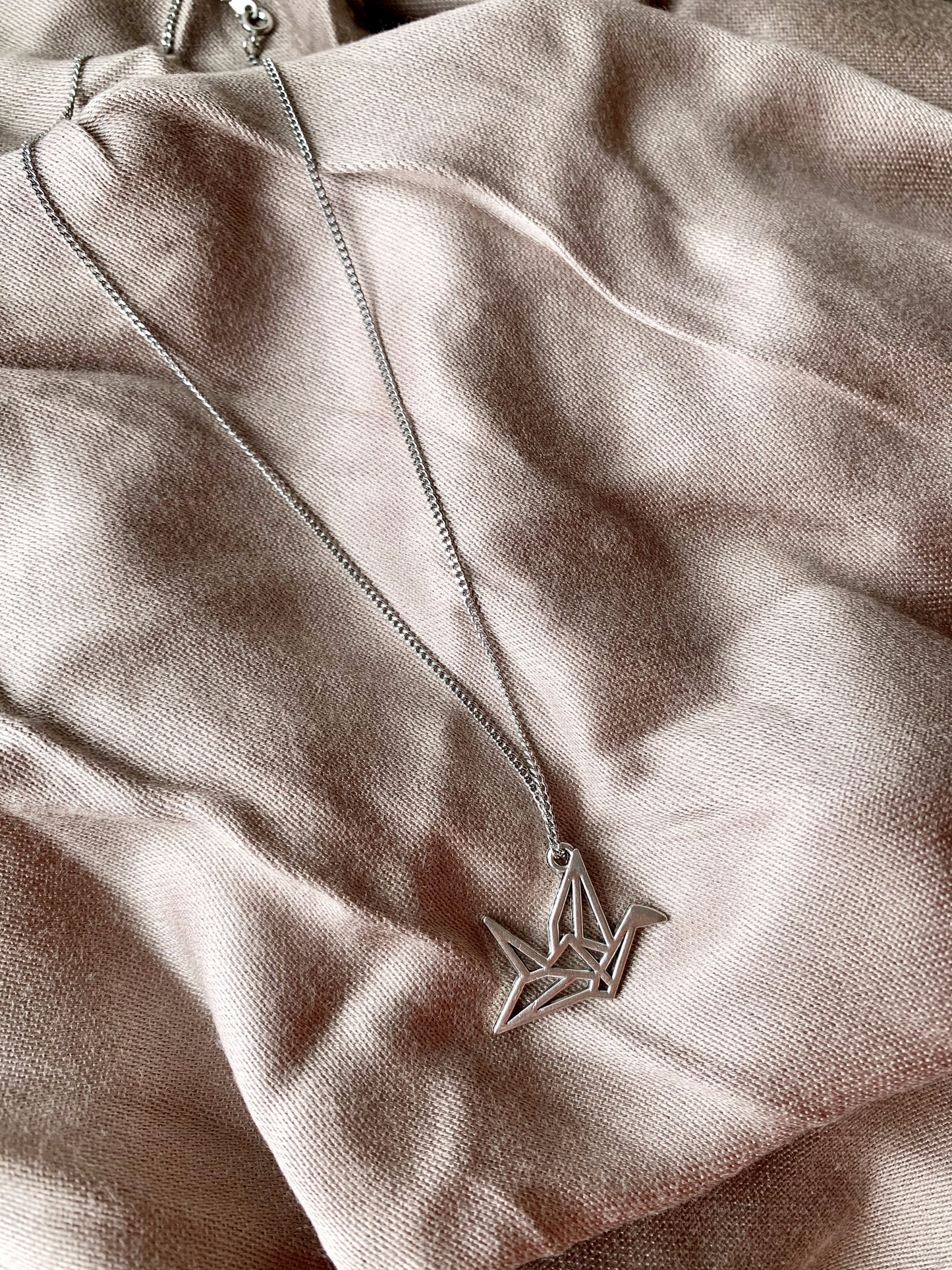 'Origami Crane' - silver necklace