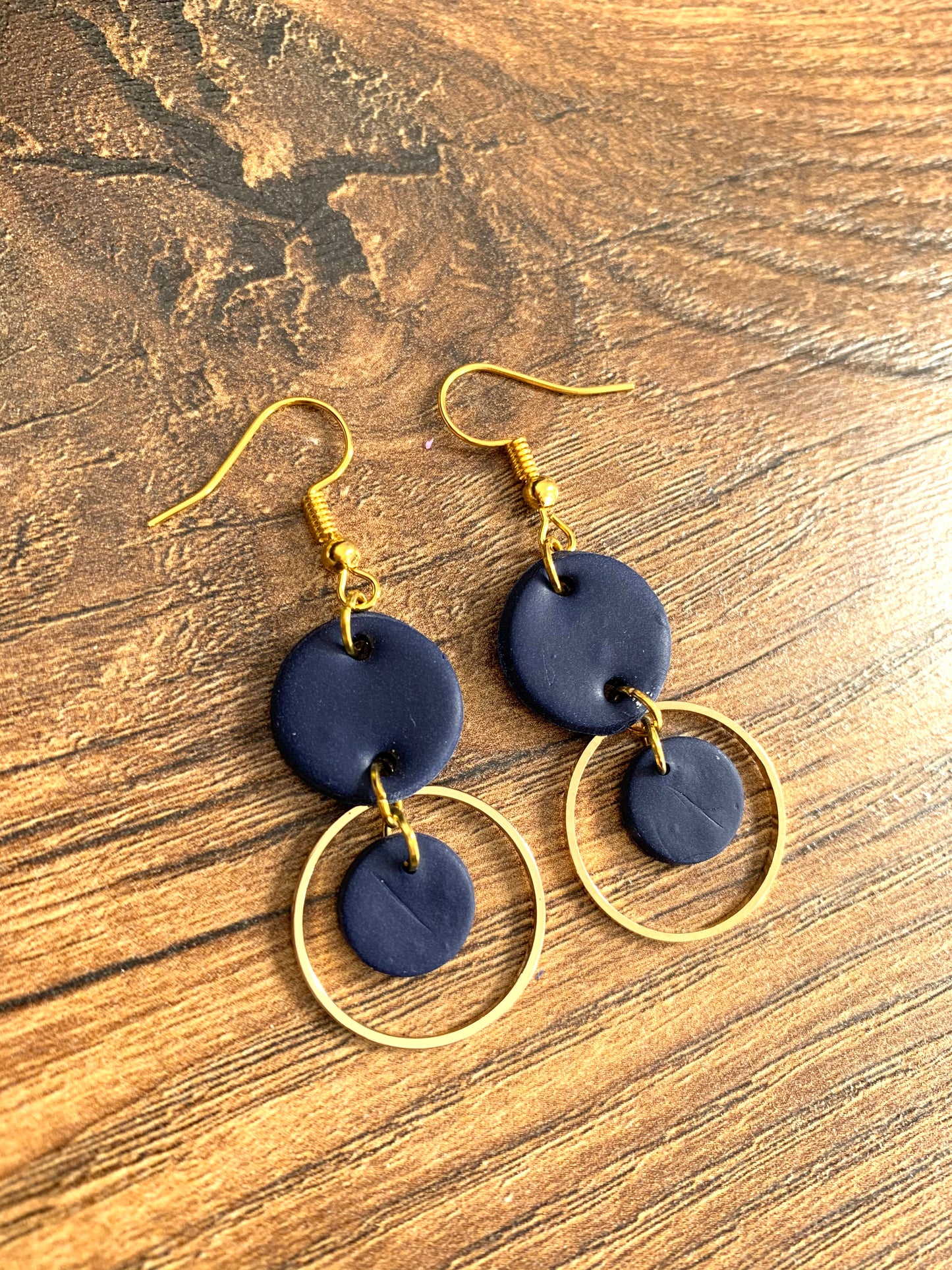 'Kelly' - navy & gold drop earrings