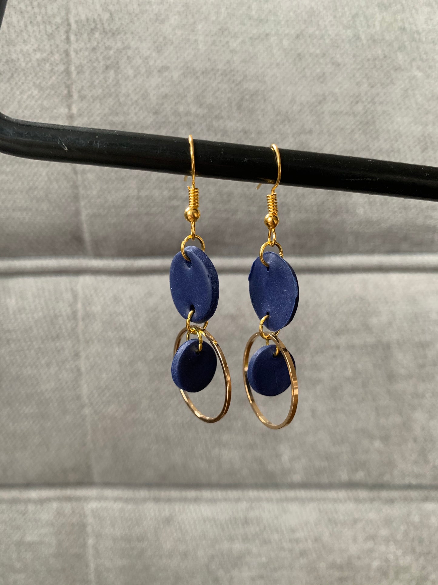 'Kelly' - navy & gold drop earrings