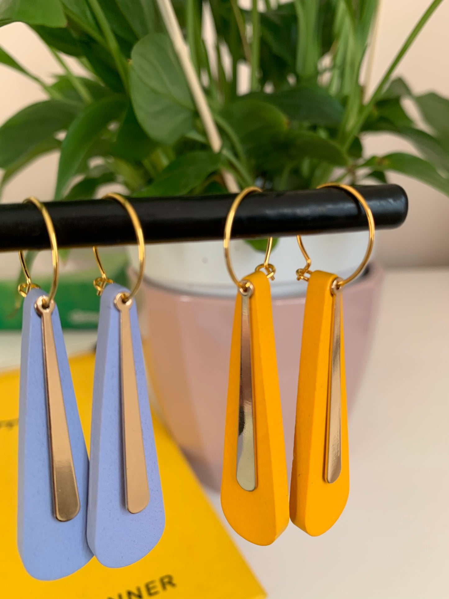 'Aurora' - colour block wood earrings