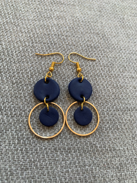 'Kelly' - navy & gold drop earrings