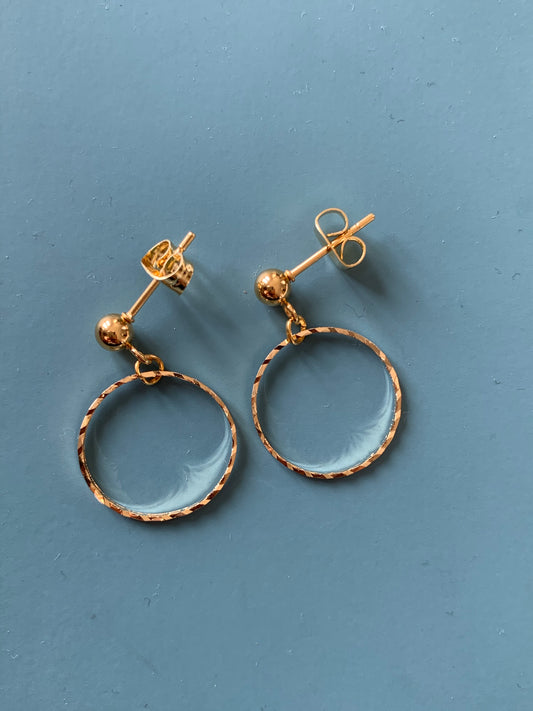 'Resol' - dainty gold mini drop hoop earrings