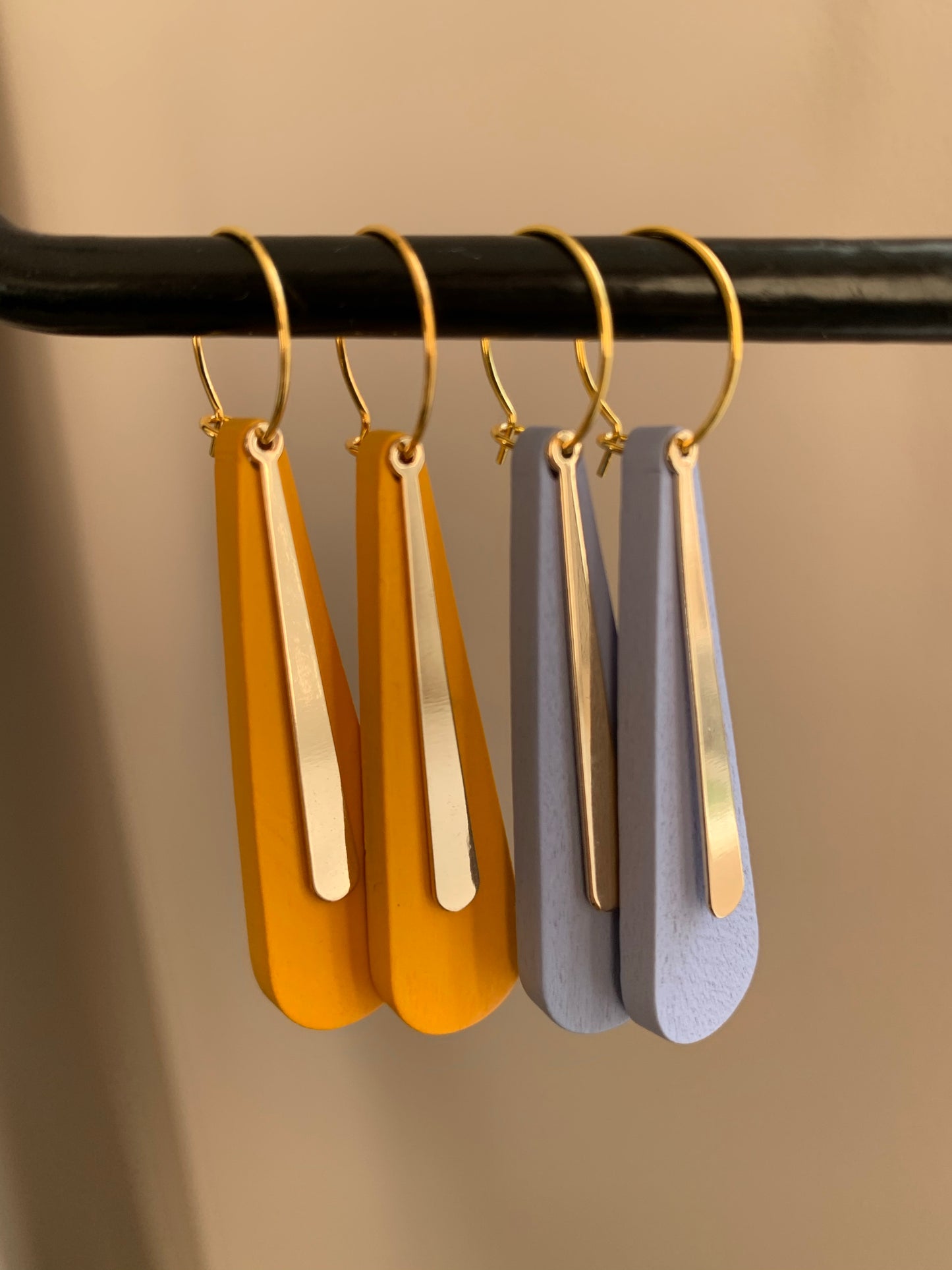 'Aurora' - colour block wood earrings